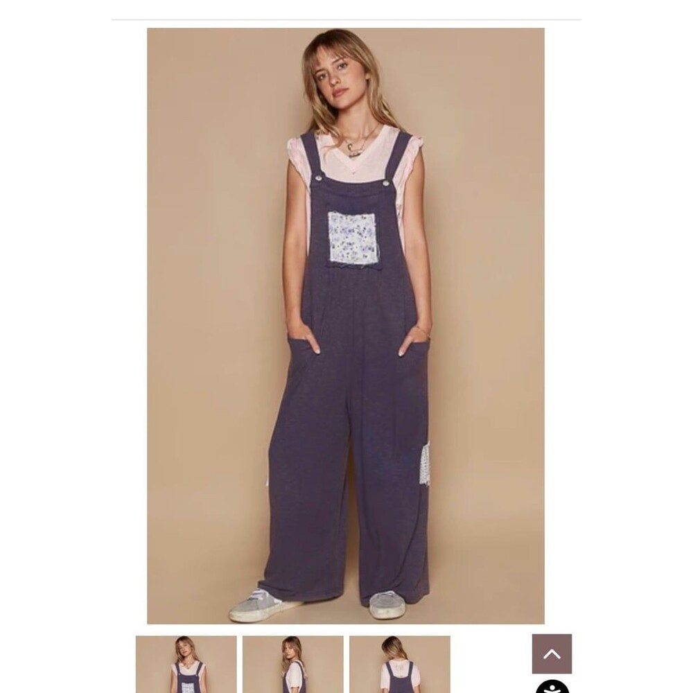POL Jumpsuit Overalls POL pants jumper soft stretchy blue womens size small new